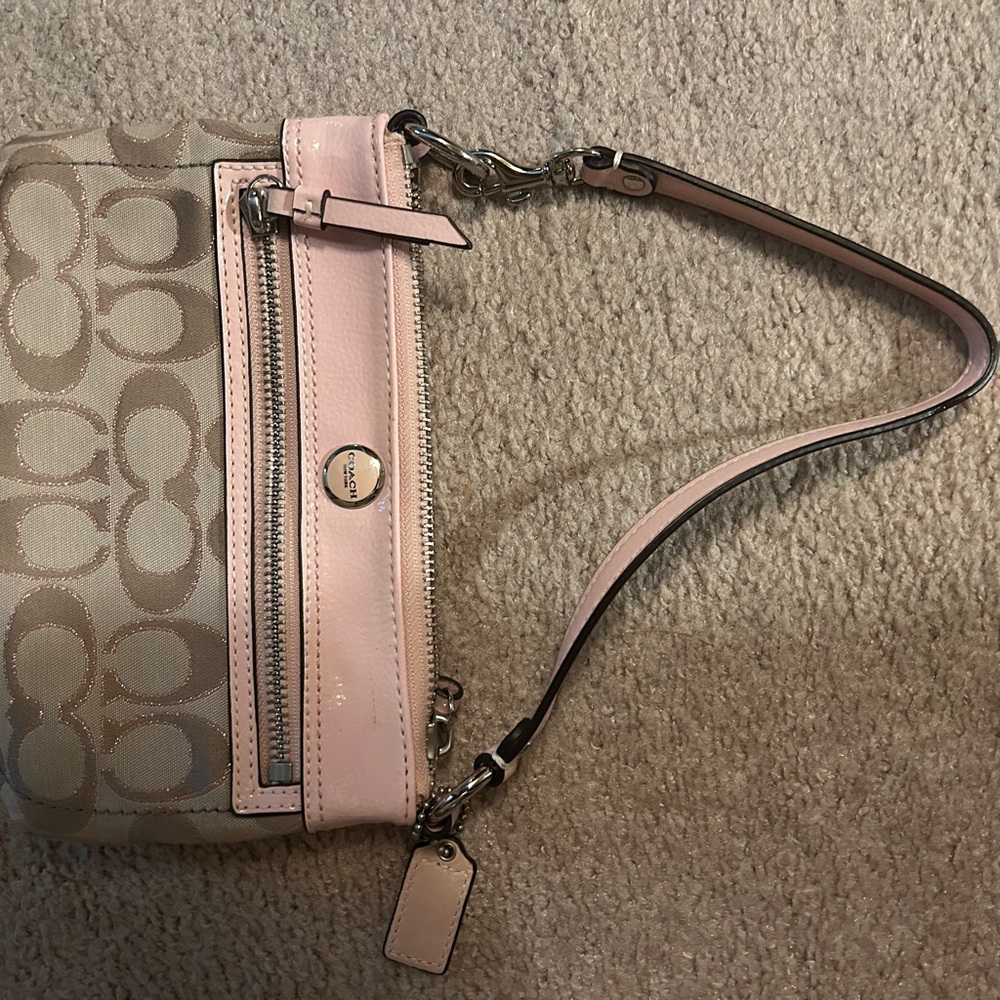 Coach Signature Pink and Tan Crossbody Bag